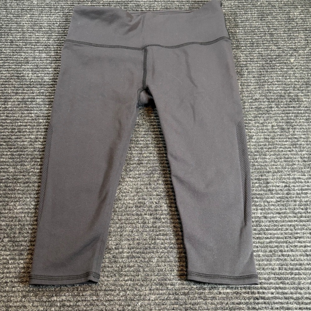 Lululemon Pace Rival Crop‎ Leggings Black Mesh Panel Running Yoga Size 6